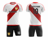 SB 12887 White, Red and Black Sublimation Custom Soccer Jersey Adult & Youth Unisex